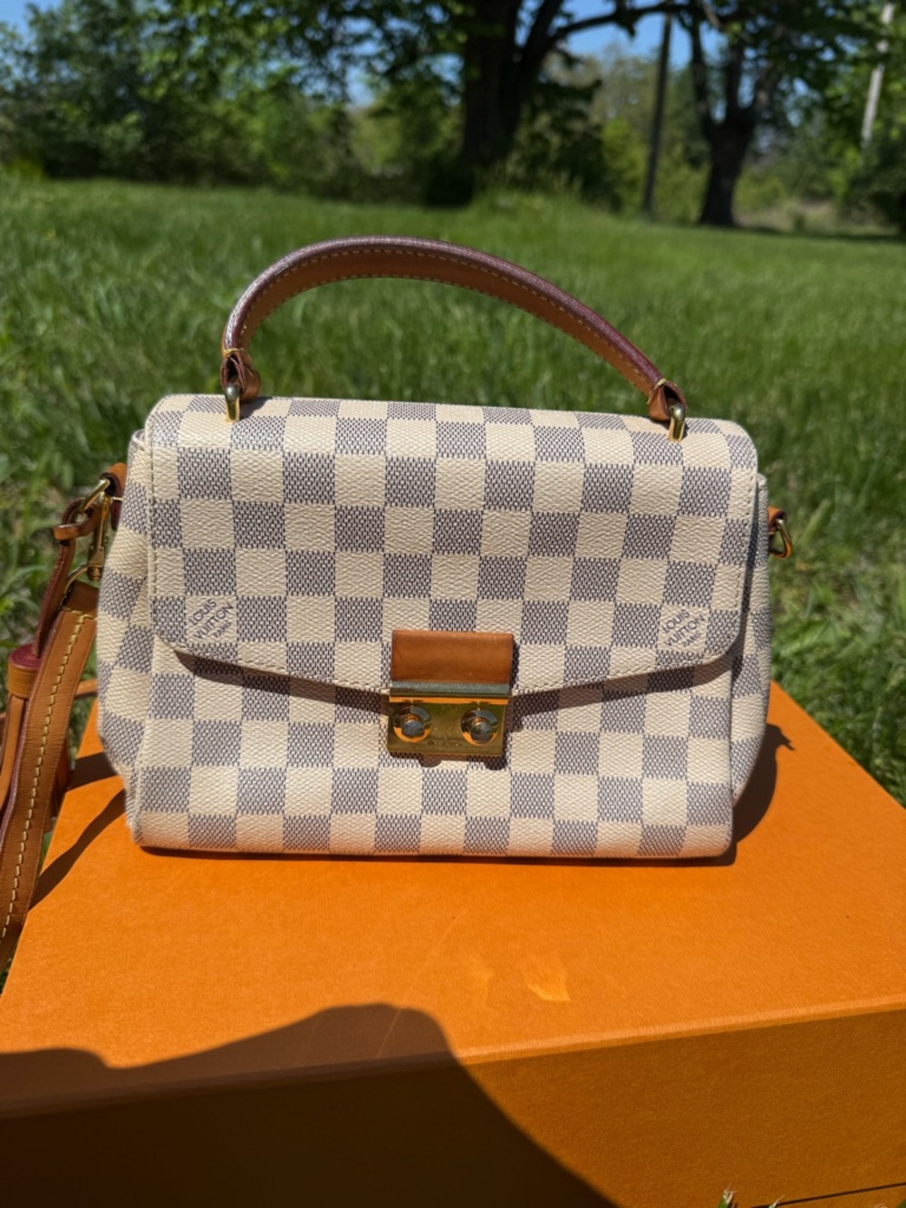 Louis Vuitton Damier Azur Croisette top handle and crossbody bag. EUC